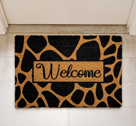 Leopard Skin Welcome Mat, Animal Print Doormat for Entryway or Porch, Trendy Wild Style Rug