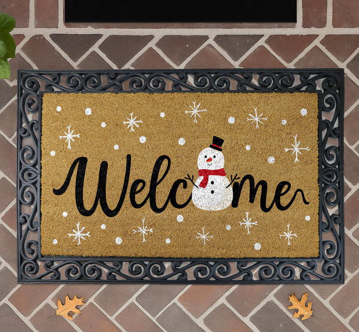 Snowman Welcome Mat, Snowflake Doormat, Winter Home Entrance Decor