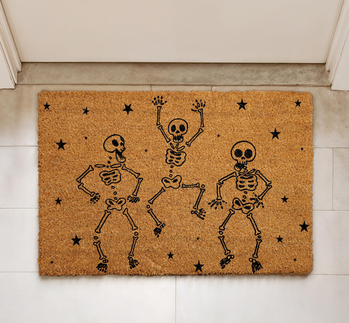 Dancing Skeletons Halloween Doormat, Spooky Season Welcome Mat, Funny Halloween Gift