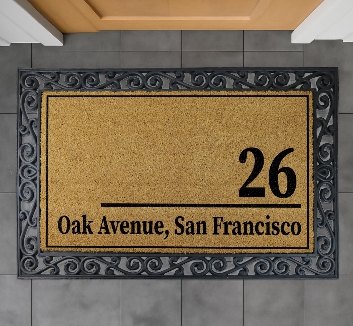 Custom Address Doormat, Personalized House Number Welcome Mat, Street Address Numbers Rug