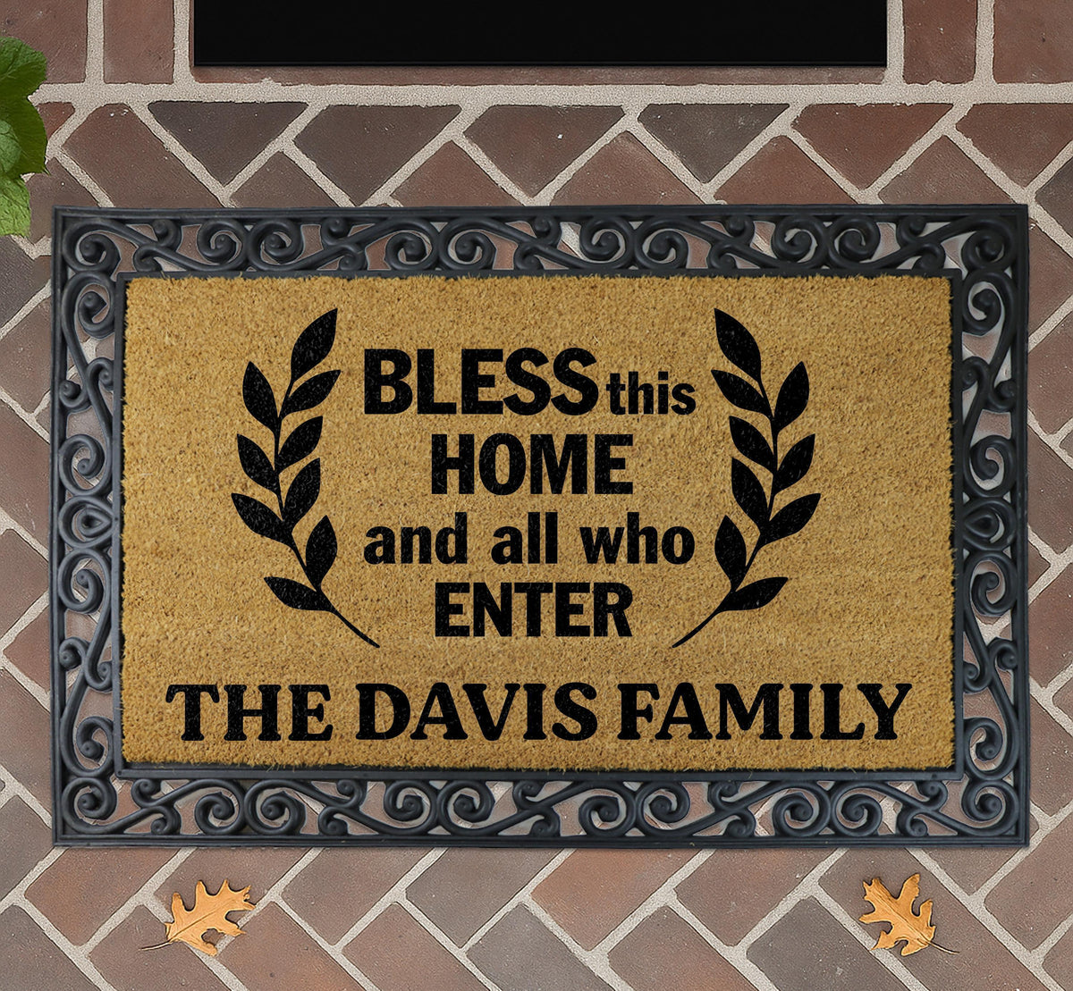 Bless This Home And All Who Enter Doormat, Custom Religious Family Welcome Mat