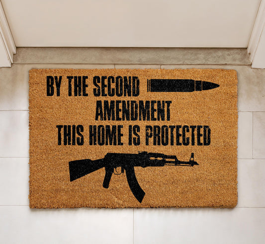 Second Amendment Doormat, this Home Is Protected Welcome Mat, Pro-Gun Floor Mat