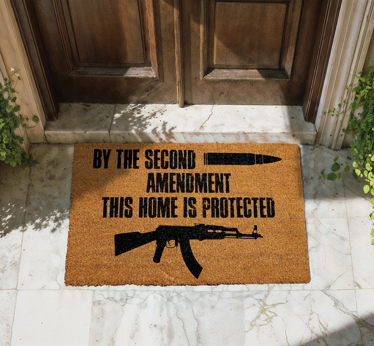 Second Amendment Doormat, this Home Is Protected Welcome Mat, Pro-Gun Floor Mat