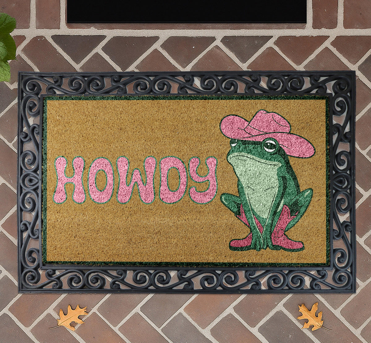 Howdy Cowboy Frog Doormat, Cowgirl Frog Welcome Mat, Western Toad Home Entrance Door Mat