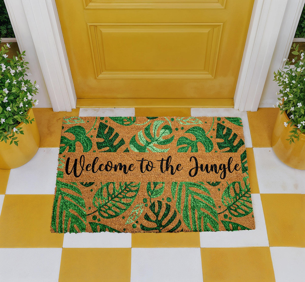Welcome To The Jungle Interchangeable Doormat, Cute Botonical Pattern Home Decor