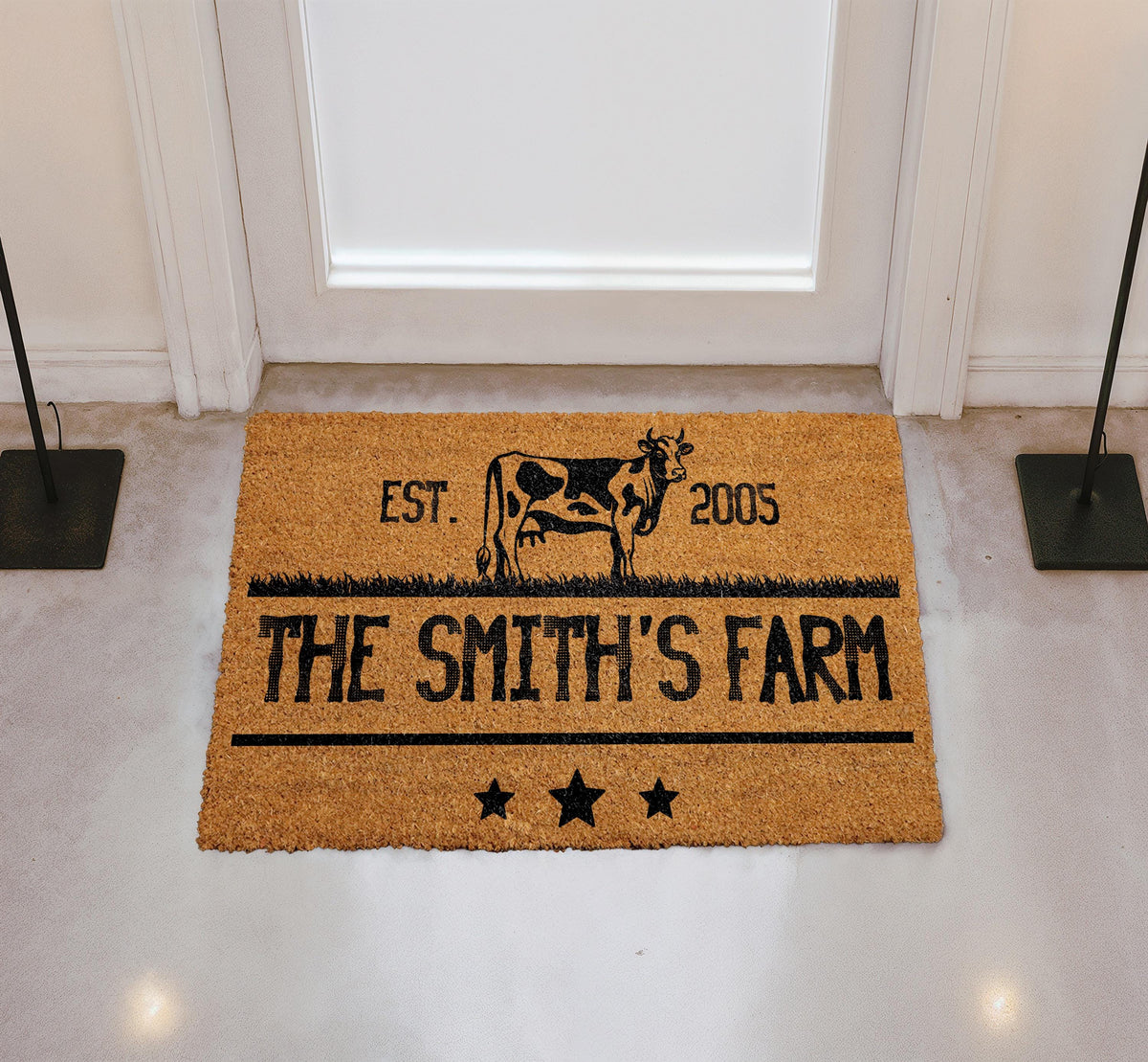Custom Farm Doormat, Personalized Family Name and Est. Year Door Mat, Farmhouse Welcome Mat