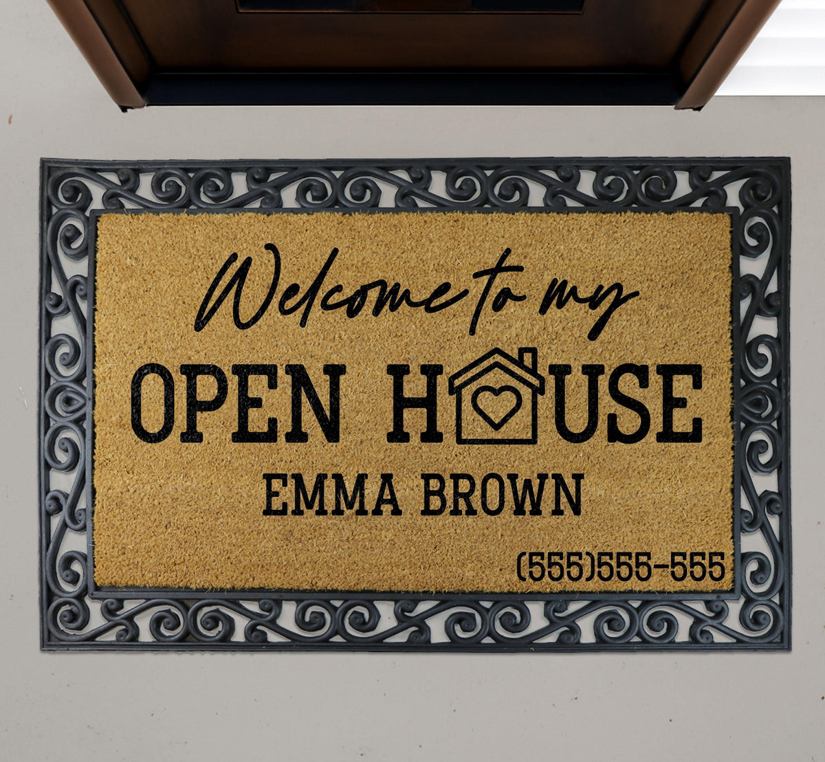 Custom Open House Doormat, Realtor Client Gift Welcome Mat