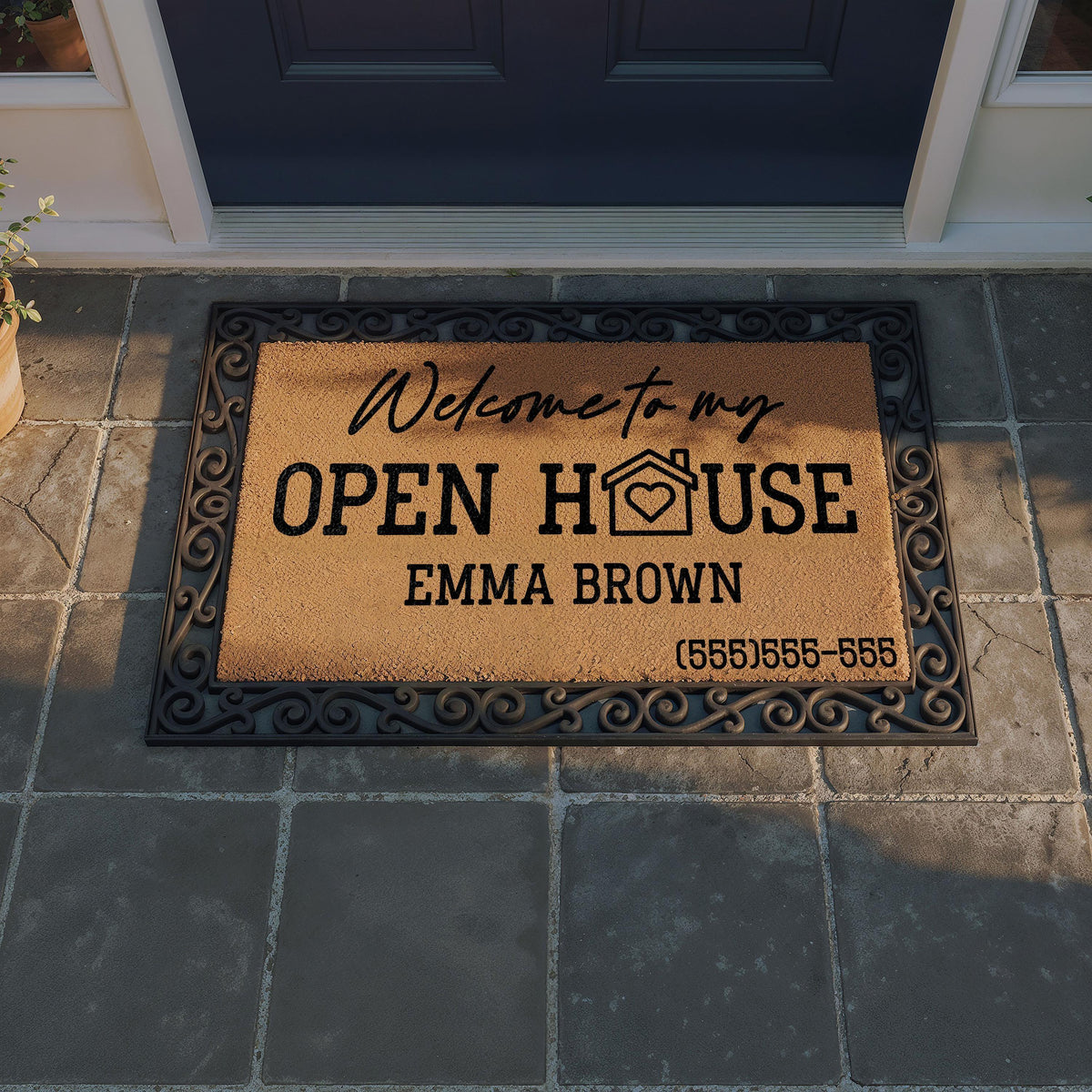 Custom Open House Doormat, Realtor Client Gift Welcome Mat