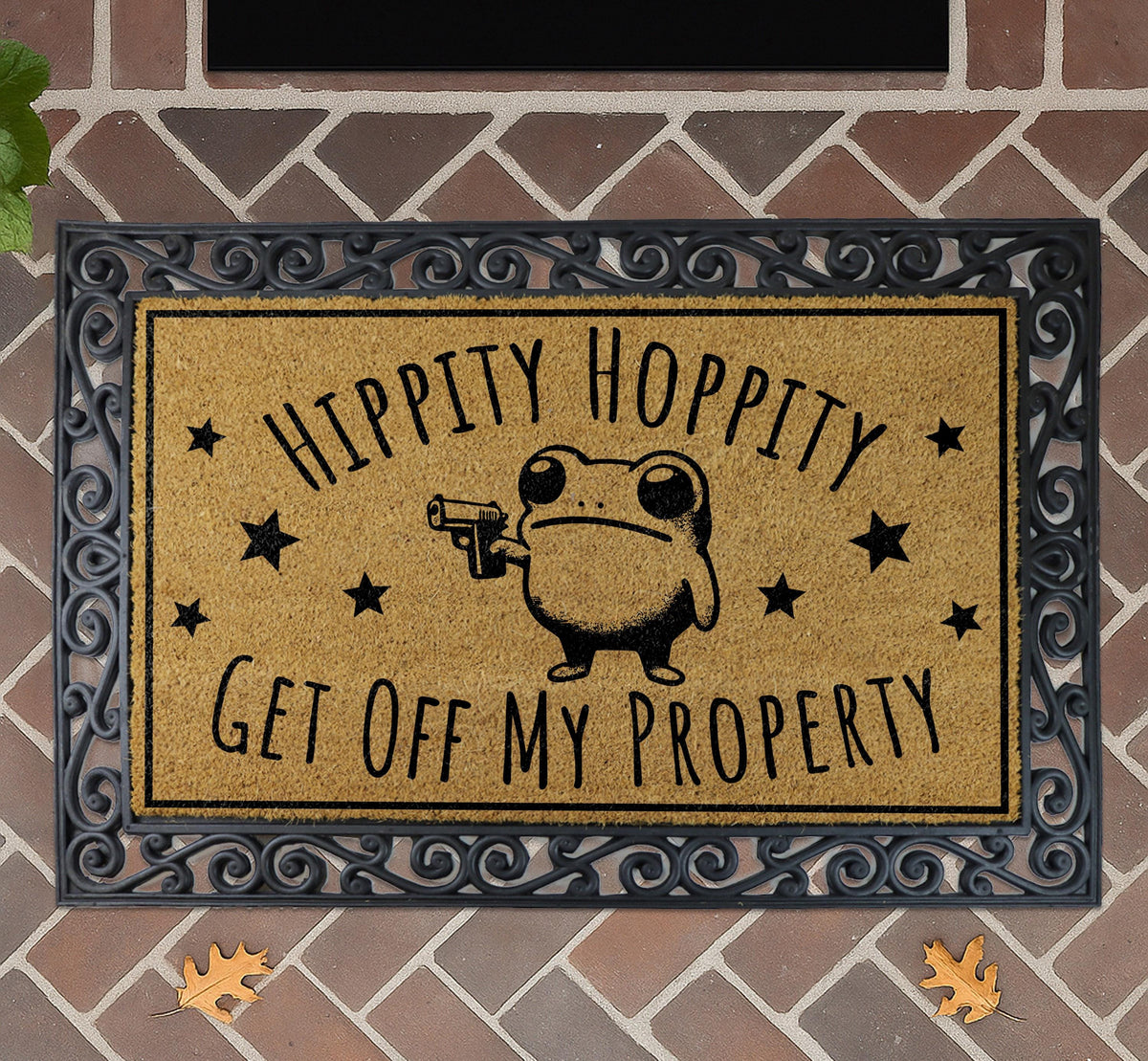 Hippity Hoppity Get Off My Property Doormat, Funny Frog Home Decor, Go Away Coir Mat