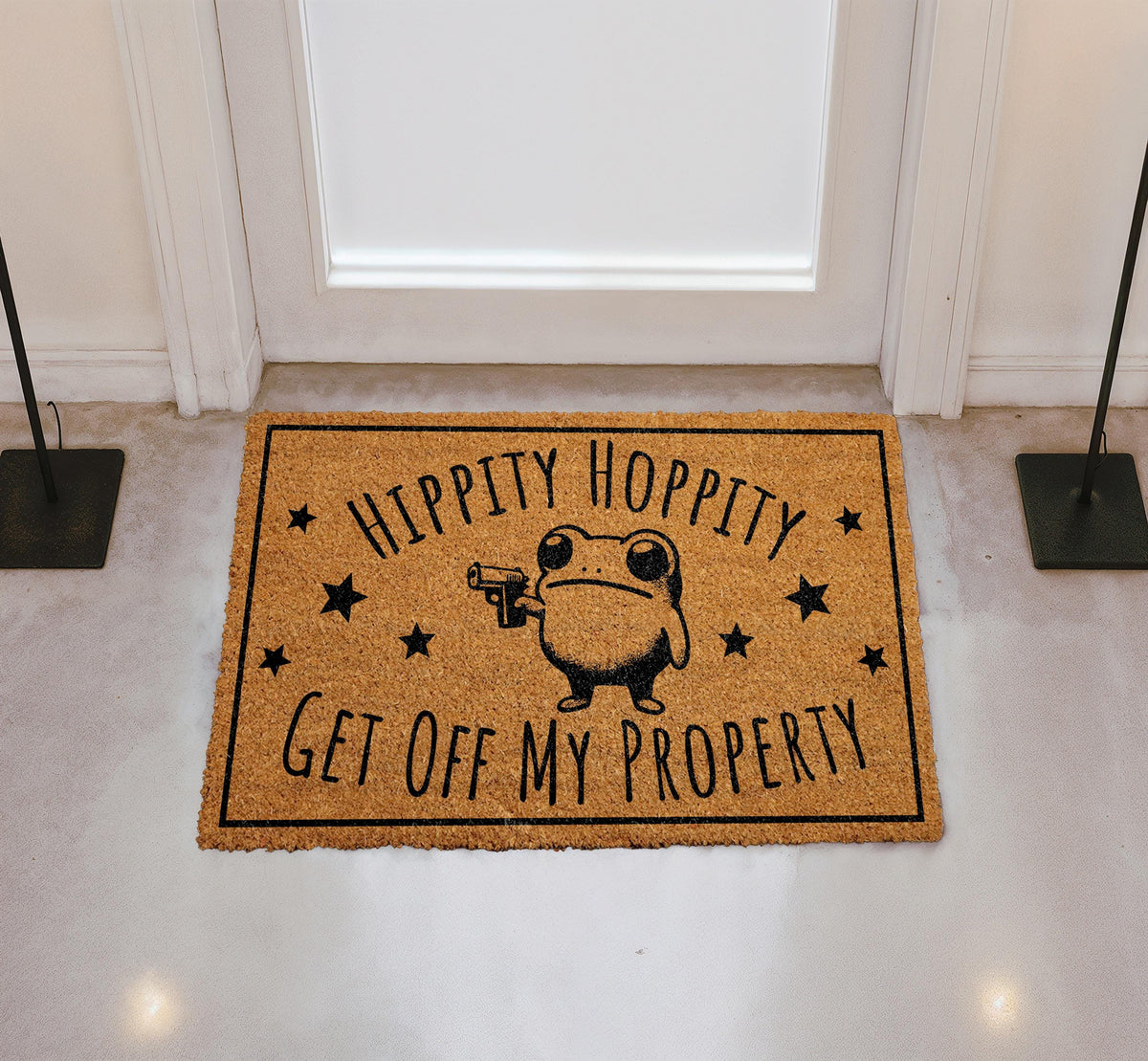 Hippity Hoppity Get Off My Property Doormat, Funny Frog Home Decor, Go Away Coir Mat