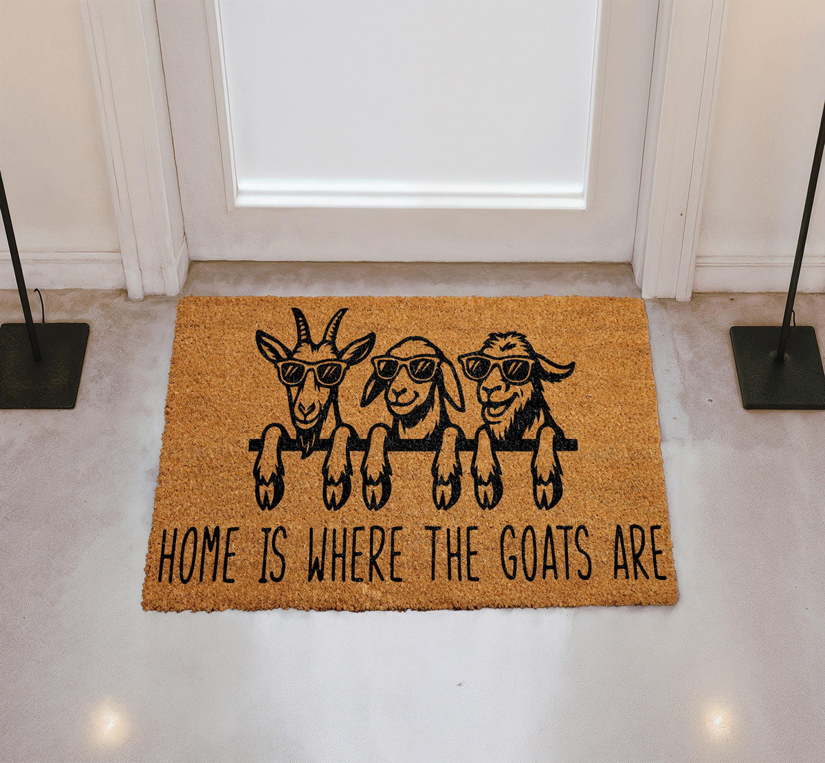 Home Is Where The Goats Are Coco Doormat, Funny Goat Door Mat, Farmhouse Goat Entry Mat