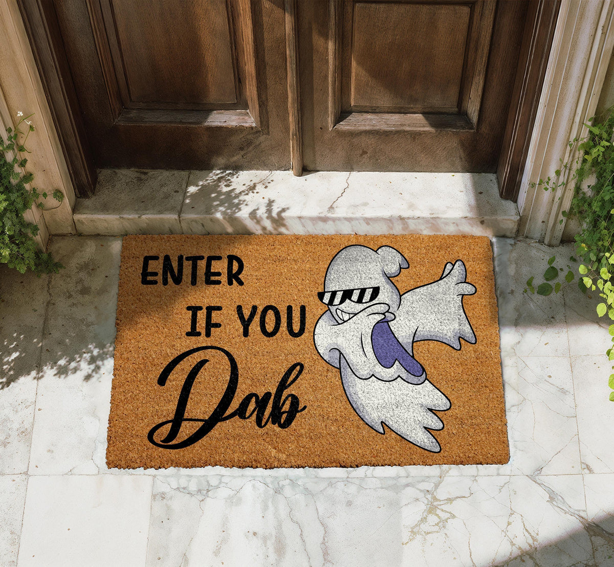 Enter If You Dab Doormat, Dabbing Ghost Welcome Mat, Funny Halloween Gift
