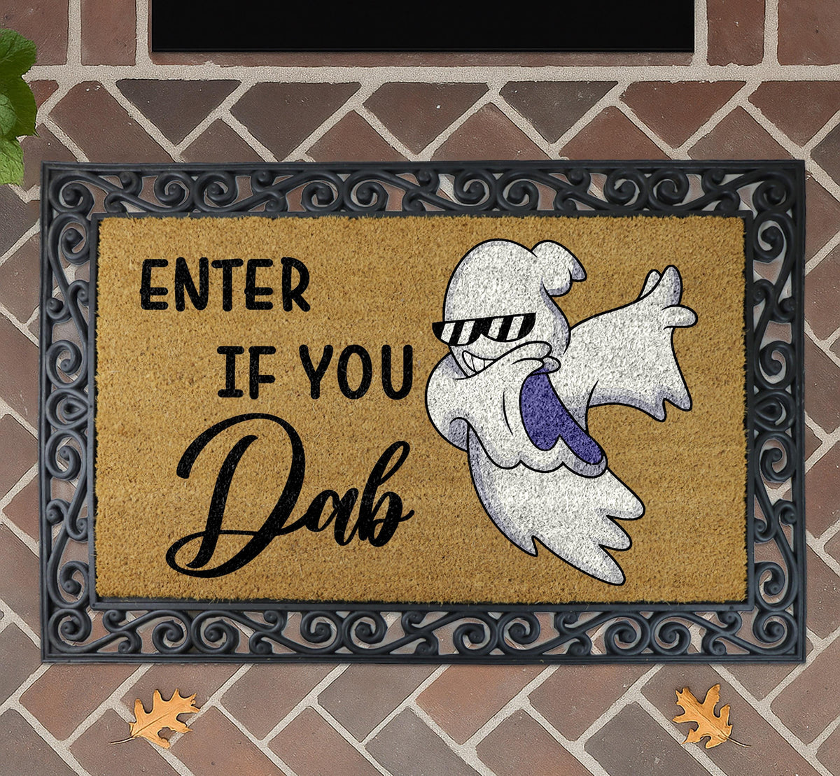 Enter If You Dab Doormat, Dabbing Ghost Welcome Mat, Funny Halloween Gift