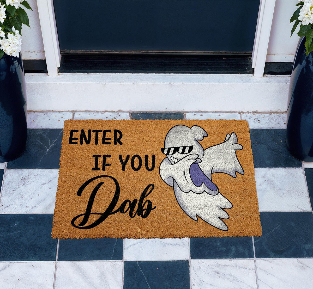Enter If You Dab Doormat, Dabbing Ghost Welcome Mat, Funny Halloween Gift