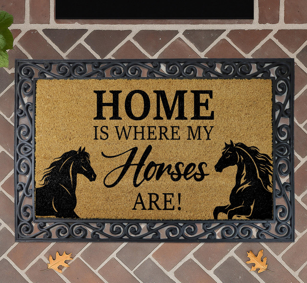 Home Is Where My Horses Are Doormat, Horse Lover Welcome Mat, Equestrian Door Coir Rug