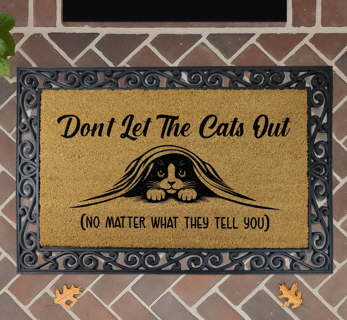 Don't Let The Cats Out Doormat: Cute Cat Welcome Mat (Coir, Multiple Sizes)