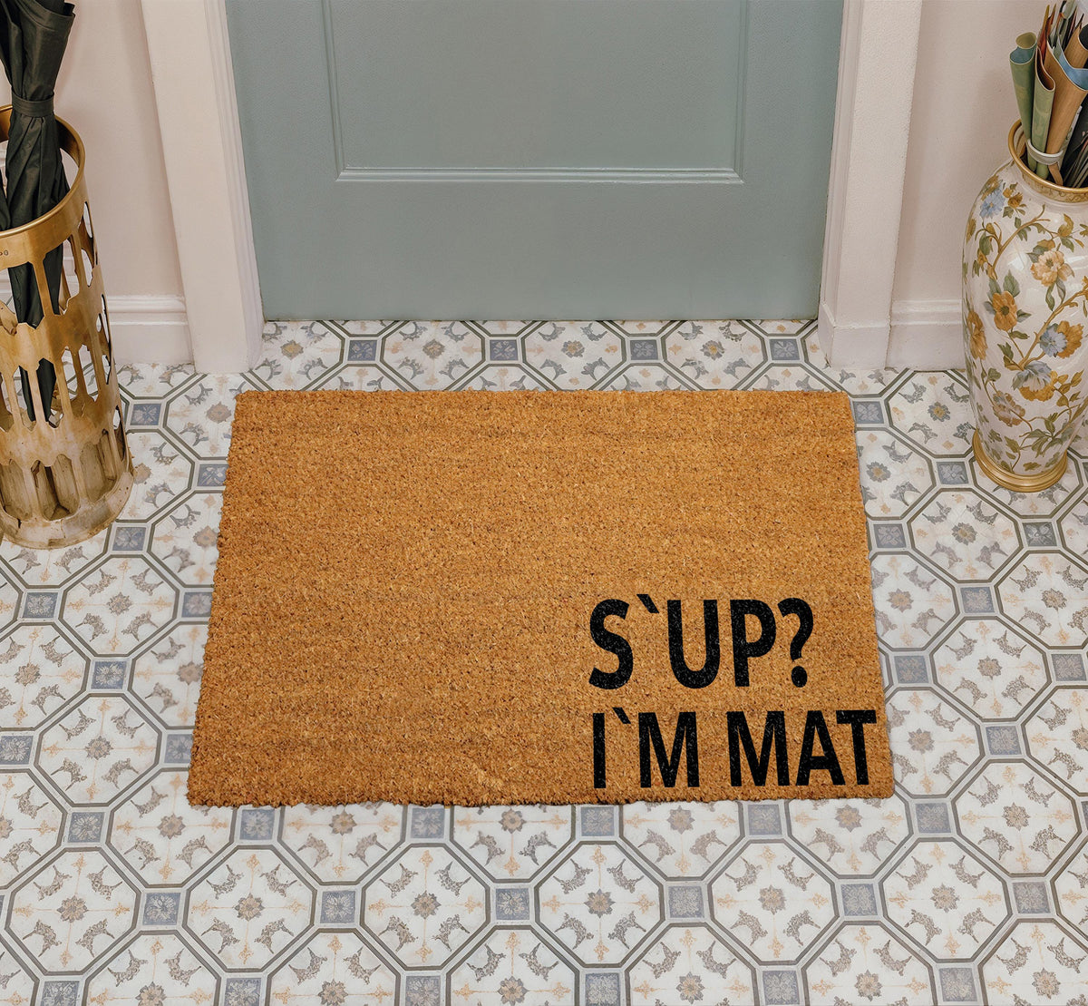 S'up I'm Mat Coco Doormat, Funny Welcome Mat, Unique Entryway Rug, Humorous Front Door Mat