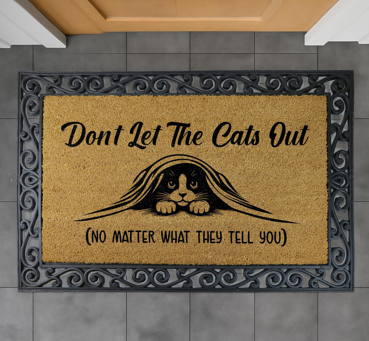 Don't Let The Cats Out Doormat: Cute Cat Welcome Mat (Coir, Multiple Sizes)