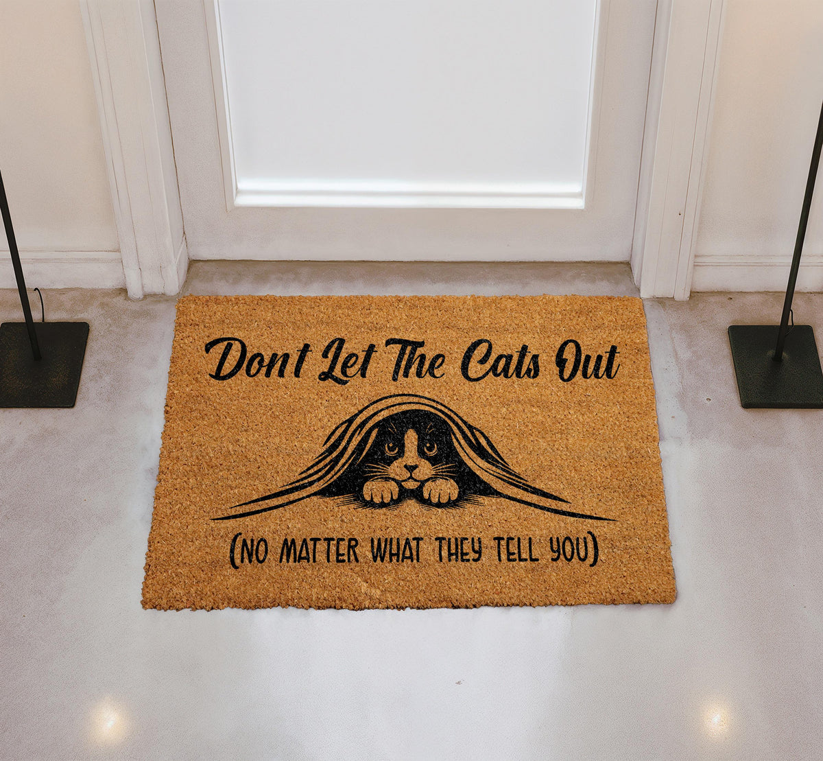 Don't Let The Cats Out Doormat: Cute Cat Welcome Mat (Coir, Multiple Sizes)