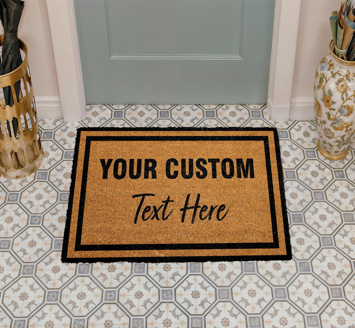 Custom Text Doormat, Personalized Welcome Mat, Your Own Message Mat, Front Door Custom Rug
