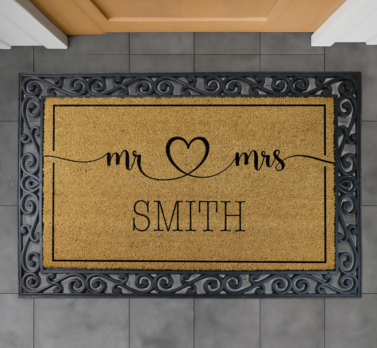 Custom Mr and Mrs Doormat, Personalized Wedding Door Mat, Newlywed Gift
