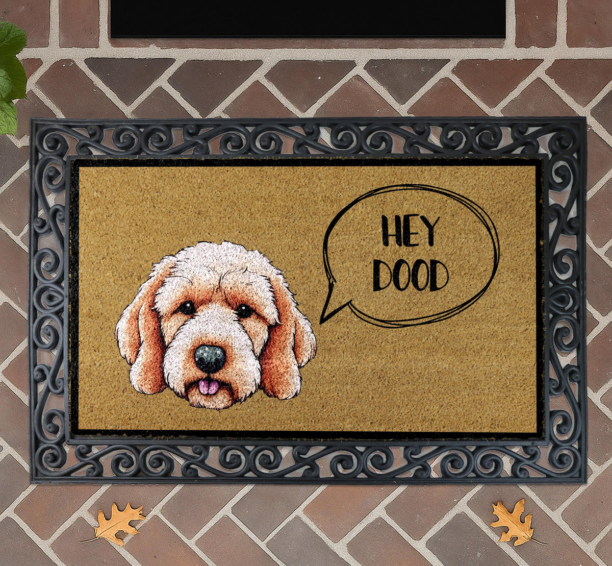 Hey Dood Golden Doodle Doormat, Goldendoodle Labradoodle Welcome Mat, Dog Lover Home Decor