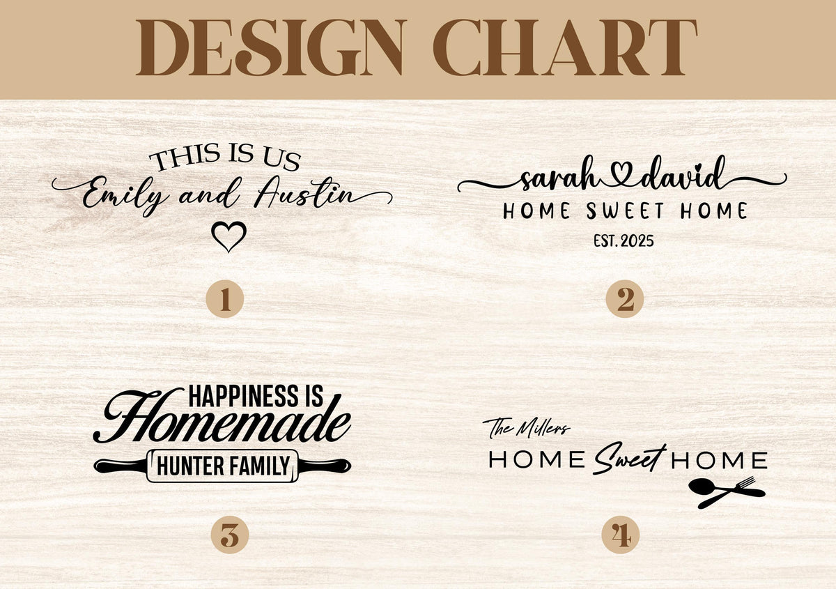Custom Engraved Wooden Cutting Board, Personalized Family Name Kitchen Decor