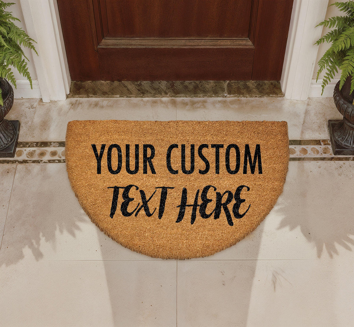 Custom Text Doormat, Personalized Semi Circle Coir Mat, Housewarming Gift
