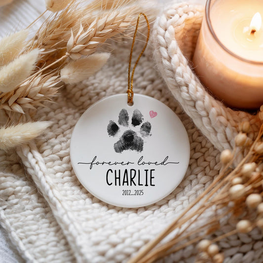 Customizable Dog Memorial Ceramic Keepsake, Pet Friend Forever Loved Sentimental Ornament