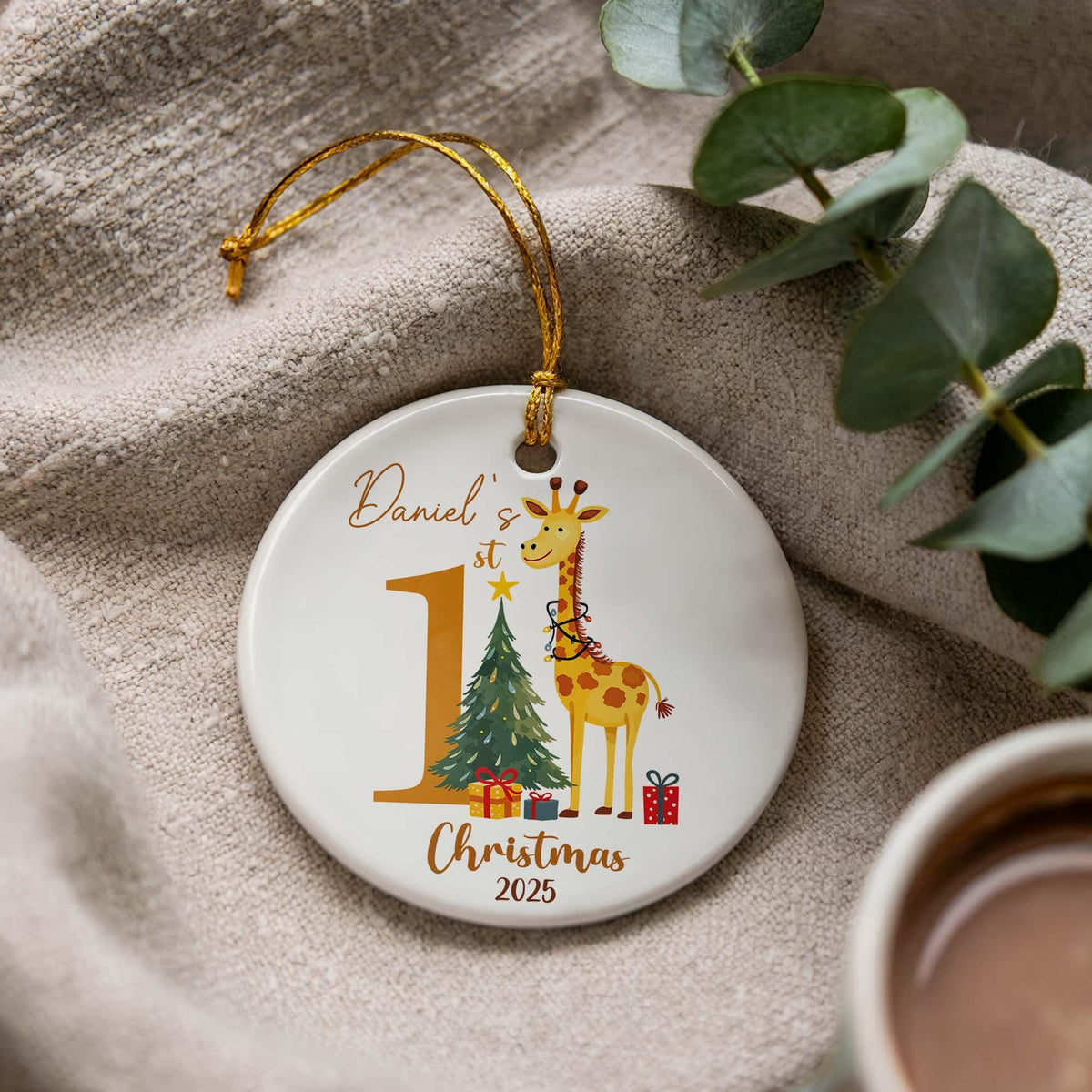 Baby's First Christmas Ornament, Ceramic Newborn Keepsake