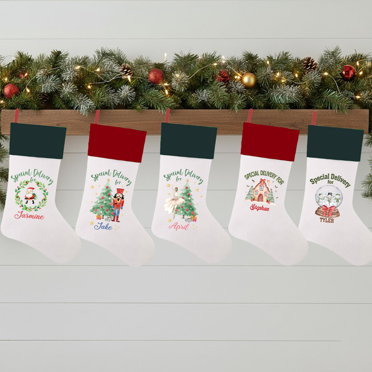 Custom Santa Stockings, Christmas Family Stocking, Holiday Fireplace Decor Gifts