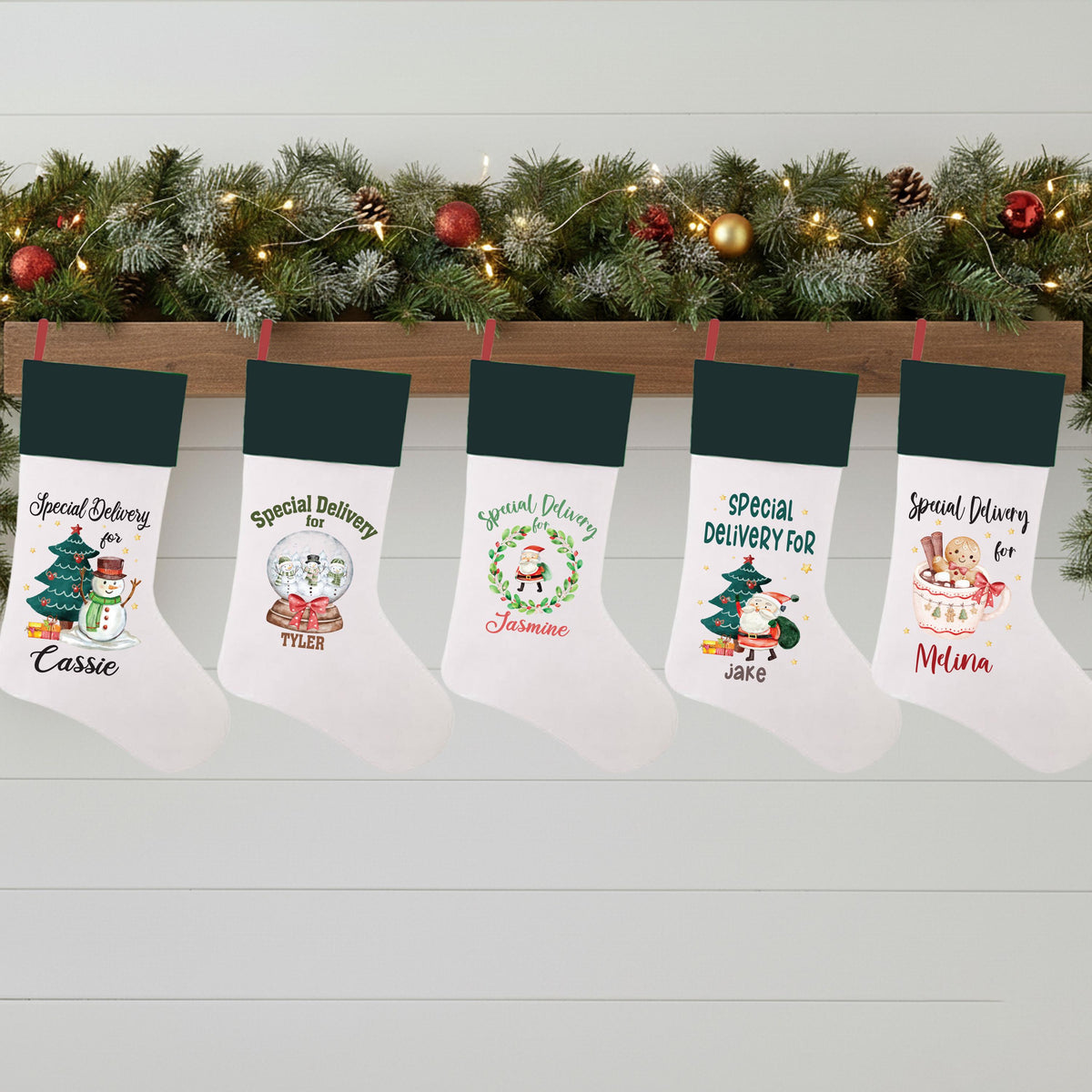 Custom Santa Stockings, Christmas Family Stocking, Holiday Fireplace Decor Gifts