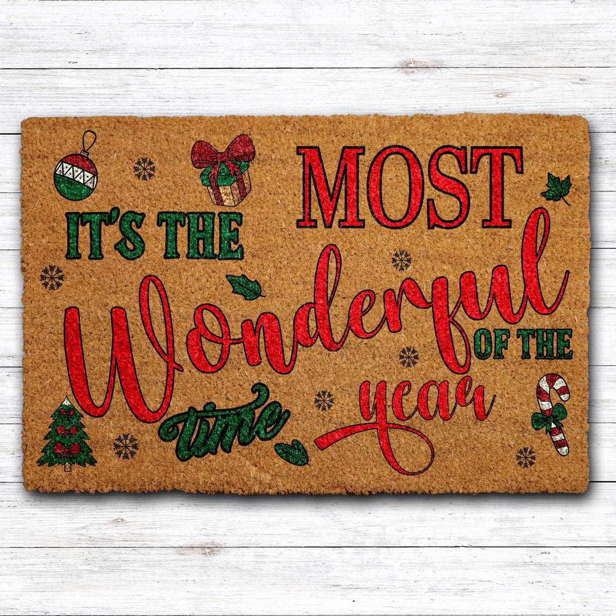 It's The Most Wonderful Time Of The Year Doormat, Christmas Welcome Mat