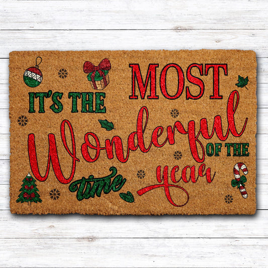 It's The Most Wonderful Time Of The Year Doormat, Christmas Welcome Mat