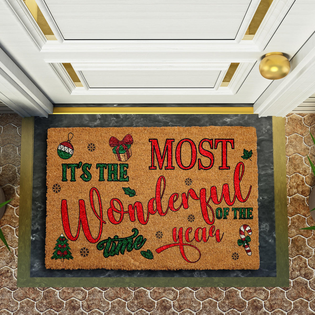 It's The Most Wonderful Time Of The Year Doormat, Christmas Welcome Mat