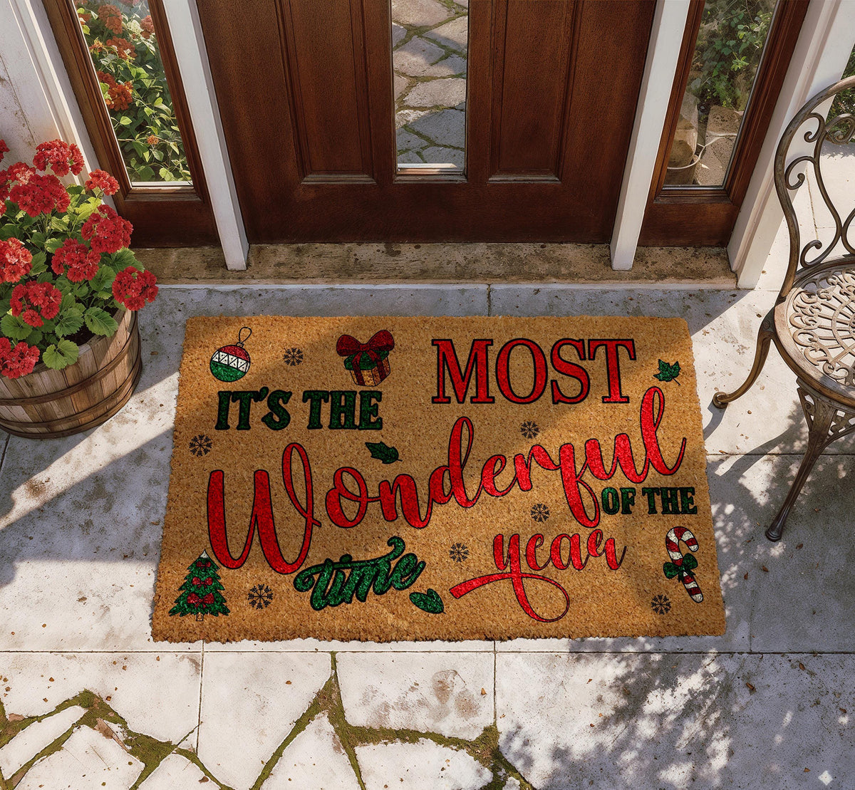 It's The Most Wonderful Time Of The Year Doormat, Christmas Welcome Mat
