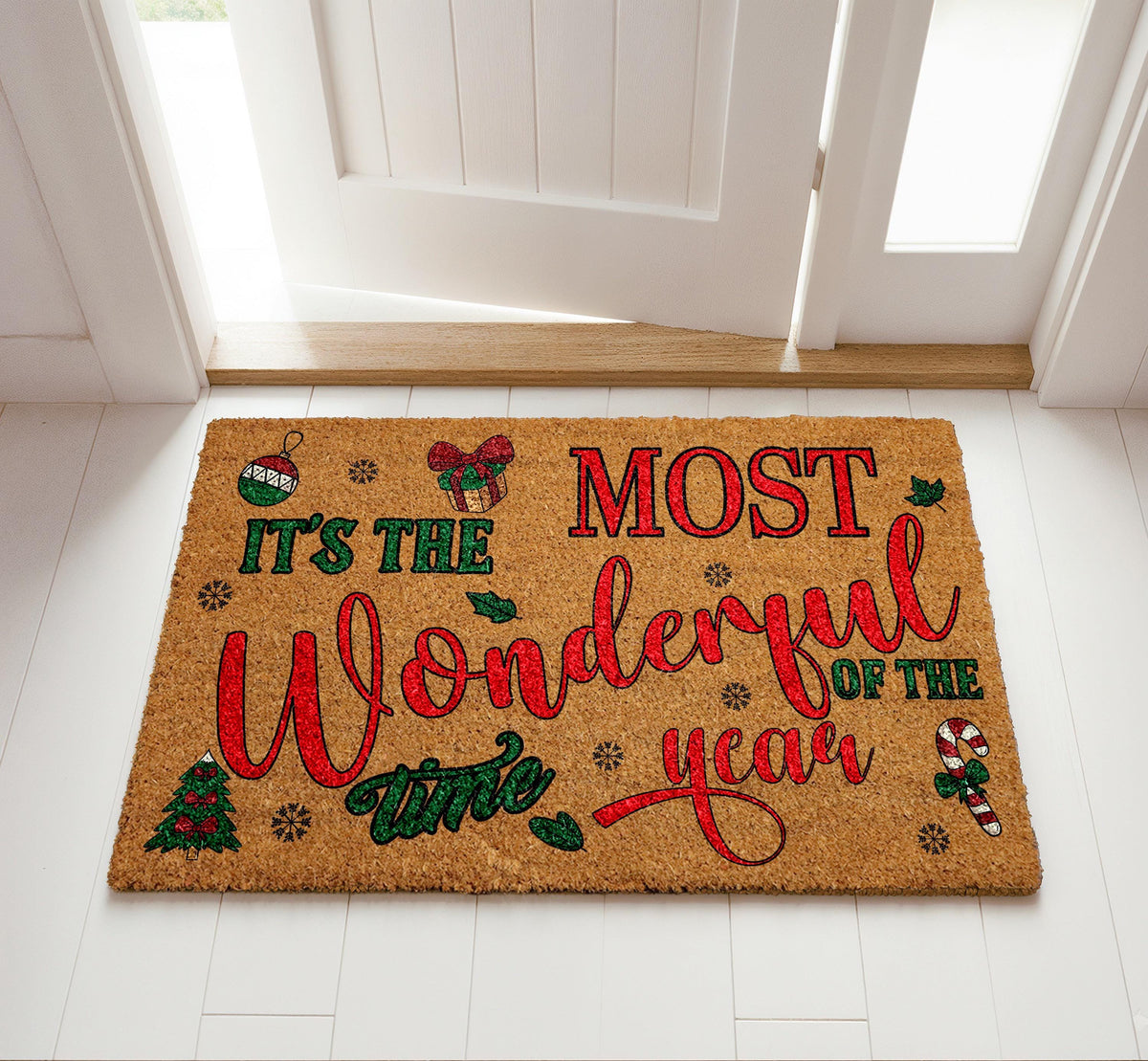 It's The Most Wonderful Time Of The Year Doormat, Christmas Welcome Mat