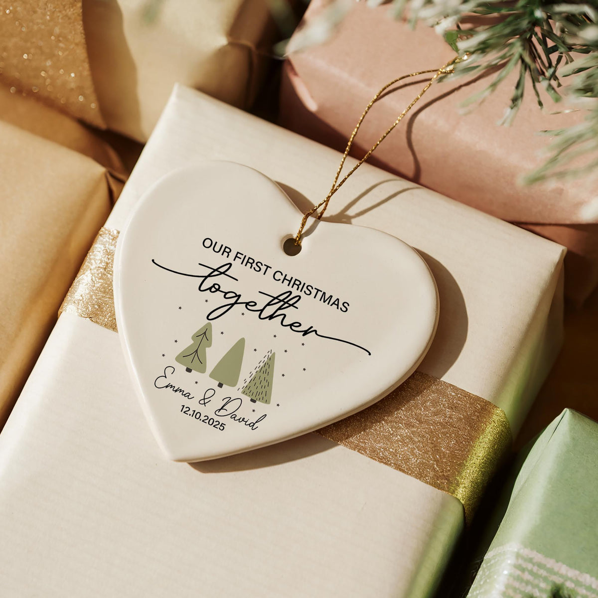 Personalized Our First Christmas Together Ceramic Ornament