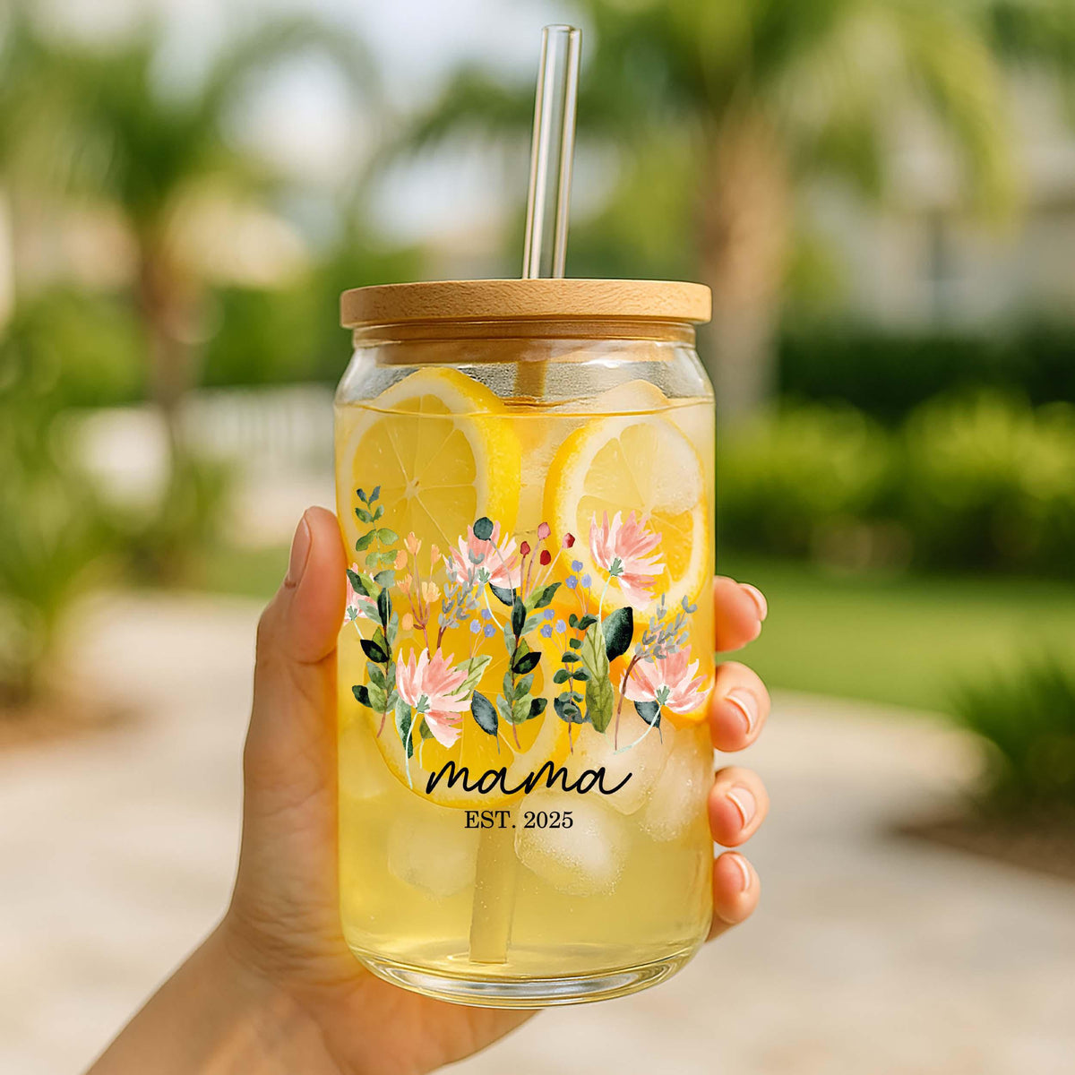 Personalized Floral Mama Can Glass, Wildflower Mama Est 2025 Tumbler, New Mom Gift