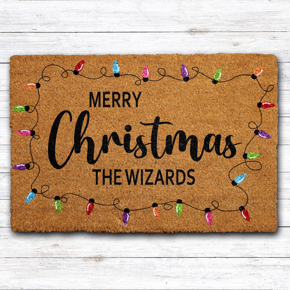 Personalized Colorful Merry Christmas Doormat, Custom Family Name Welcome Mat