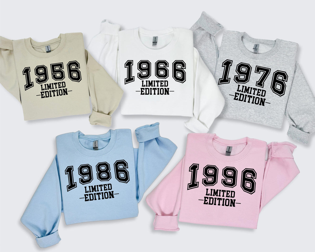 Personalized Vintage Birthday Sweatshirt, Funny Limited Edition Birthday Sweater, Custom Retro Year Birthday Hoodie, Happy Birthday Gift