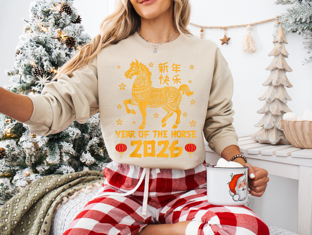 Horse New Year Sweatshirt, China New Year 2026 Sweater, Chinese Zodiac Sweater, Horse Year Hoodie, Lunar New Year Horse Gift Sweater