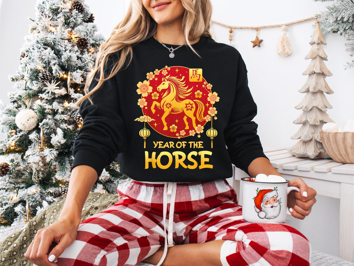 Year of the Horse 2026 Sweatshirt, Happy Chinese New Year Sweater, Lucky Horse Sweater, Chinese Lunar New Year Sweater, Chinatown Hoodie