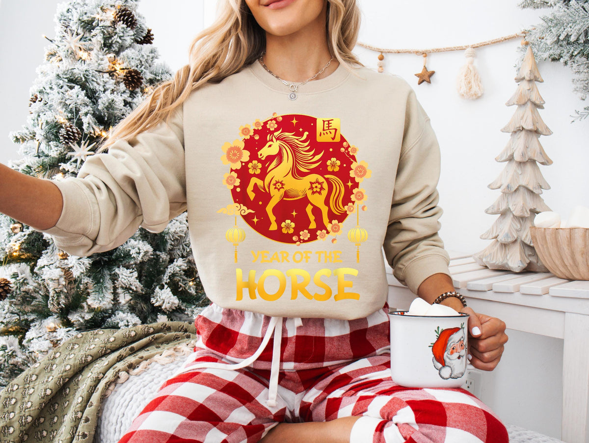 Year of the Horse 2026 Sweatshirt, Happy Chinese New Year Sweater, Lucky Horse Sweater, Chinese Lunar New Year Sweater, Chinatown Hoodie