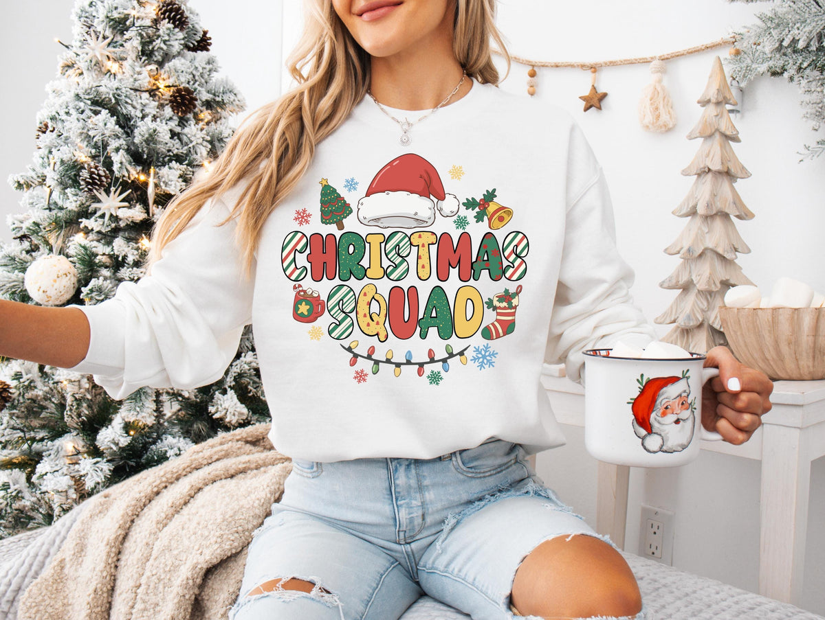 Family Matching Christmas Squad Sweatshirt, Christmas Crew 2026 Sweater, Merry Christmas Santa Hat Sweatshirt, Xmas Squad Group Hoodie