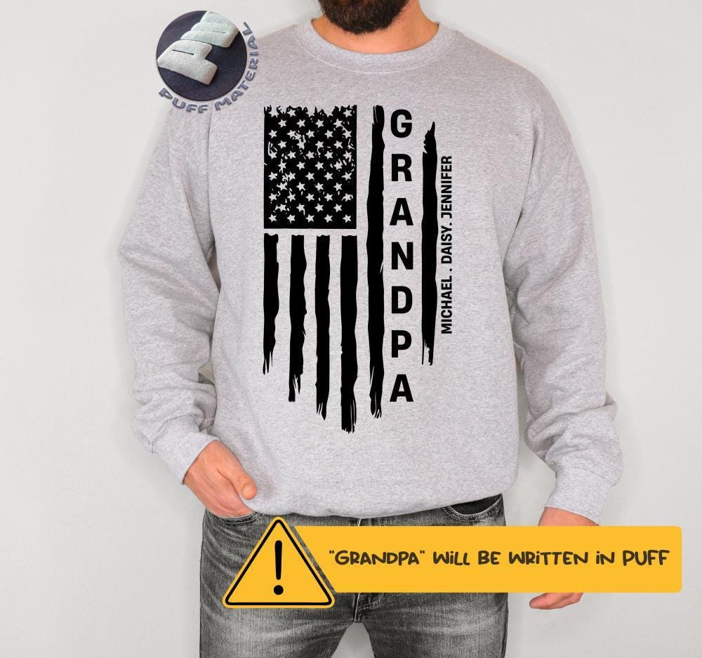 Grandpa Puff Sweatshirt, Retro Grandad Embossed Sweater, Grandfather Hoodie, Pawpaw Crewneck, Papa Gift, Grandpapa Pullover, Granddaddy Tee