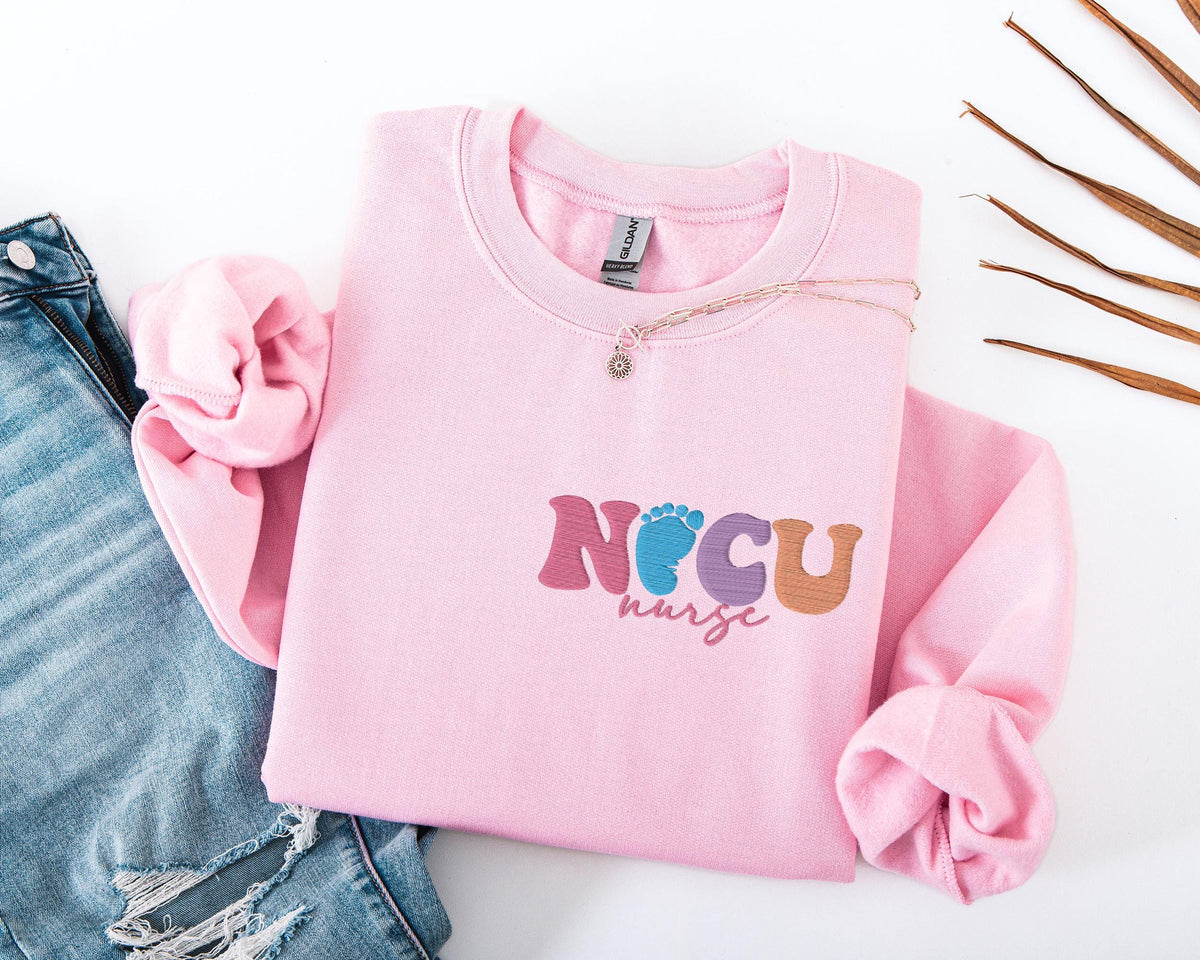NICU Nurse Embroidery Sweatshirt, ER Nurse Embroidered Sweater, RN Nurse Sweater, ICU Nurse Team Sweat, Nursing School Student Hoodie