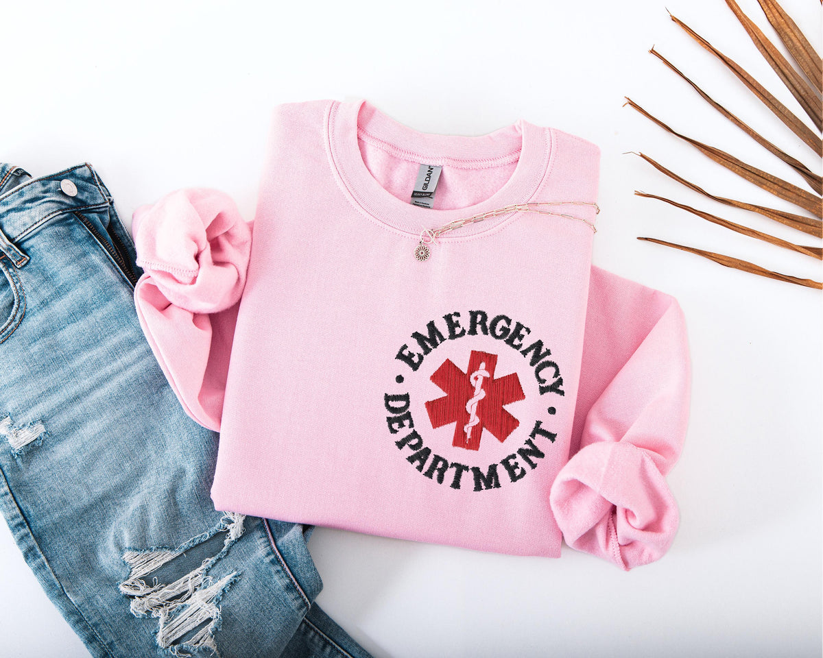 Emergency Department Embroidery Sweatshirt, ED Nurse Hoodie, ER Nurse Embroidered Sweater, ER Squad Sweater Gift, Nursing School Sweater