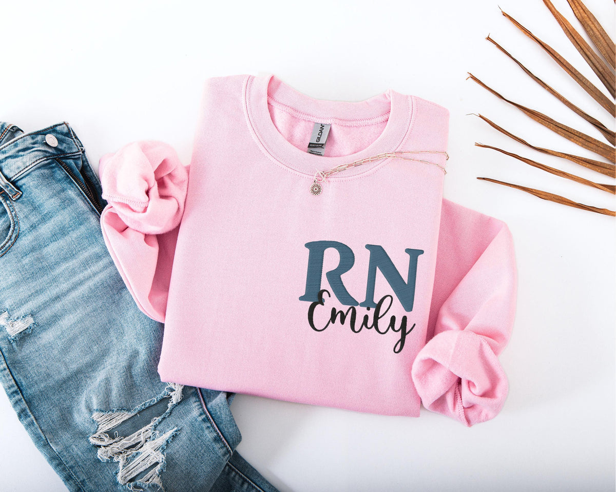 RN Embroidery Sweatshirt, Custom Registered Nurse Hoodie, Nurse Week Gift for School, Nurse Squad Sweater, Embroidery Nursing Student