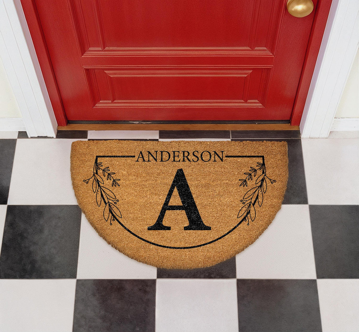 Personalized Monogram Doormat, Custom Family Name Welcome Mat, Natural Coir Home Entryway Rug